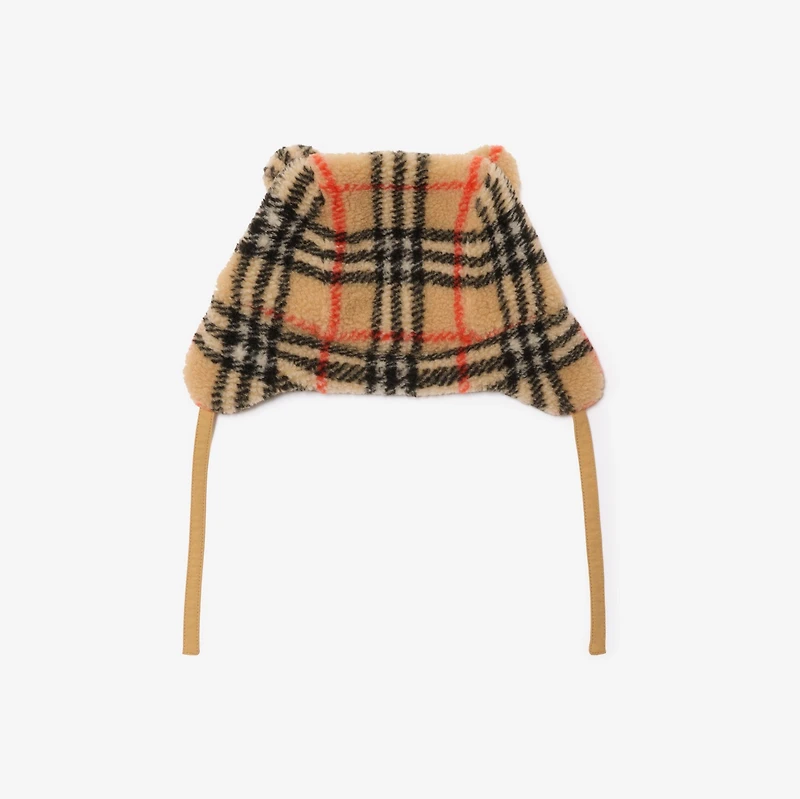 Check Fleece Trapper Hat in Sand beige - Children | Burberry® Official