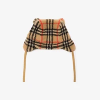 Check Fleece Trapper Hat in Sand beige - Children | Burberry® Official