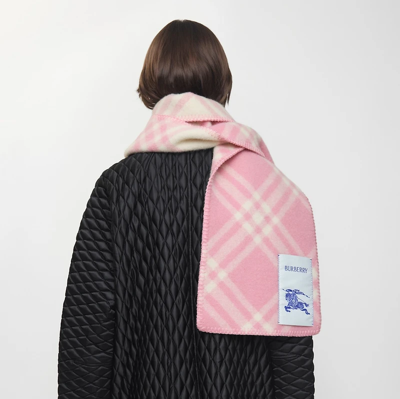 Check Wool Scarf in Sugar pink | Burberry® Official