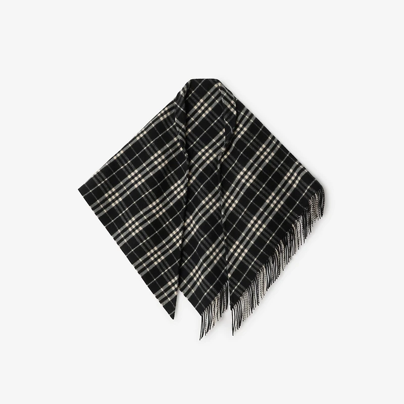 Check Wool Cashmere Cape in Black/calico | Burberry® Official