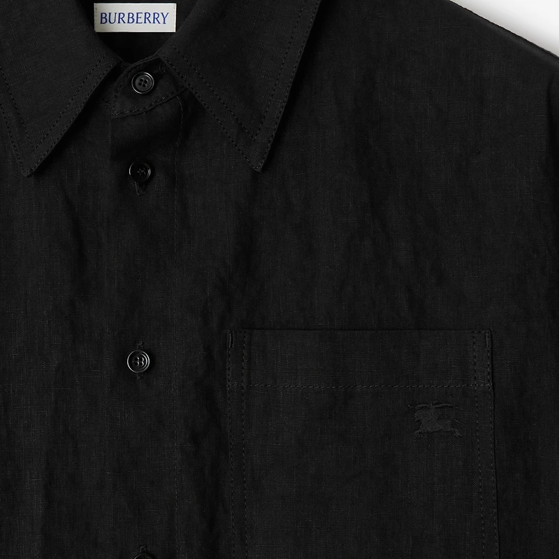 Linen Shirt in Black - Men | Burberry® Official