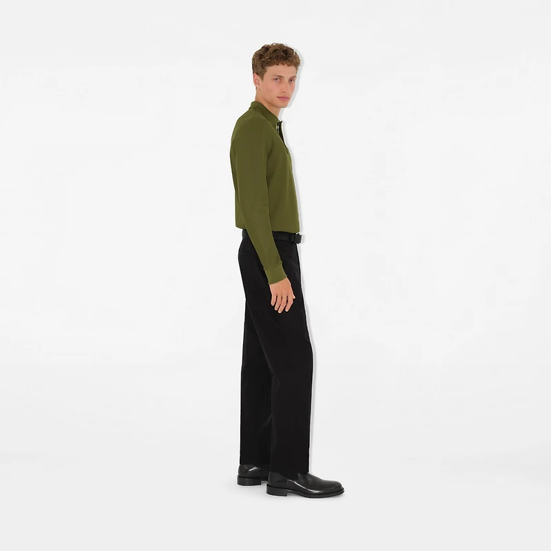 Long-sleeve Cotton Polo Shirt in Olive - Men | Burberry® Official