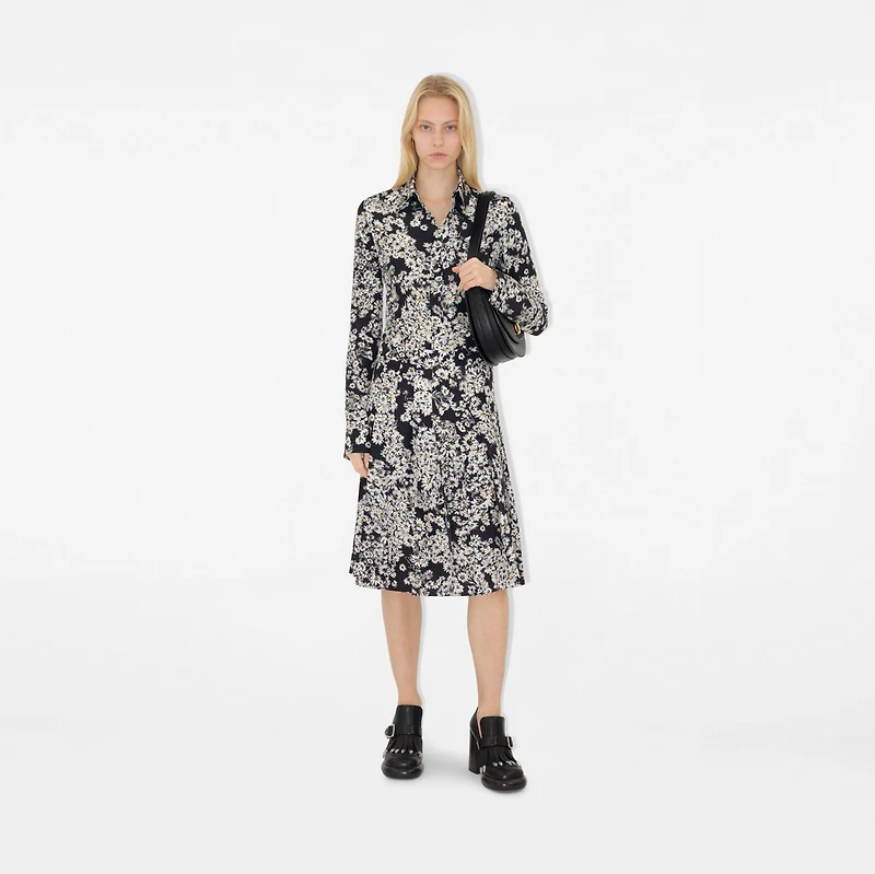 Pleated Daisy Silk Skirt in Black - Women | Burberry® Official
