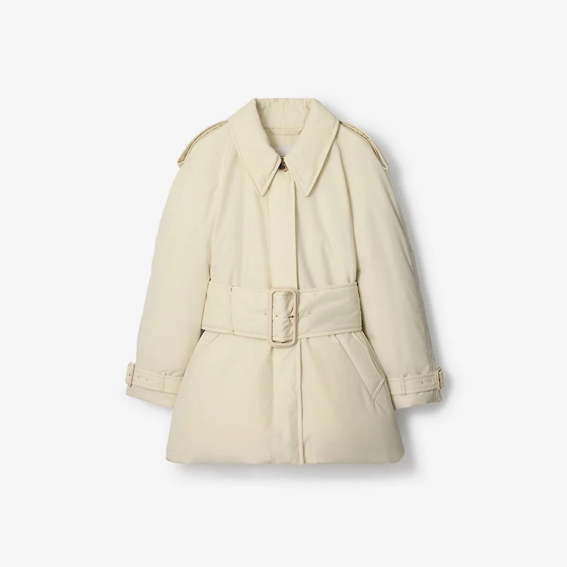 Belted Berryhill Padded Car Coat in Ice beige - Women | Burberry® Official