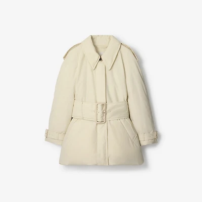 Belted Berryhill Padded Car Coat in Ice beige - Women | Burberry® Official
