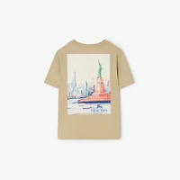 New York Bear Cotton T-shirt in Hunter beige | Burberry® Official