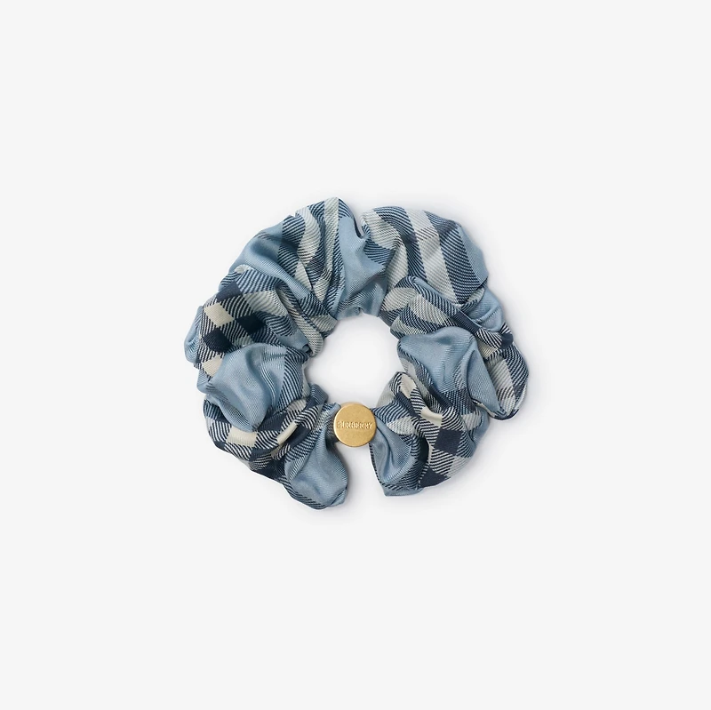 Check Silk Scrunchie in Bank blue | Burberry® Official
