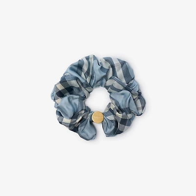 Check Silk Scrunchie in Bank blue | Burberry® Official