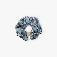 Check Silk Scrunchie in Bank blue | Burberry® Official