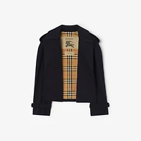 Cropped Gabardine Mayfair Trench Jacket in Coal blue - Women, Cotton Gabardine | Burberry® Official