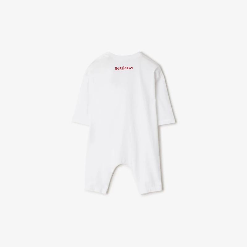 Thomas Bear Cotton Jumpsuit in White - Children | Burberry® Official
