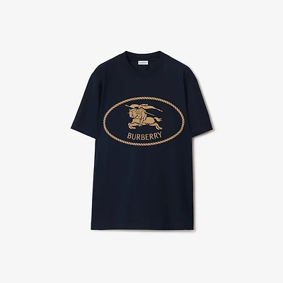 Knight Stamp Cotton T-shirt in Navy - Men | Burberry® Official
