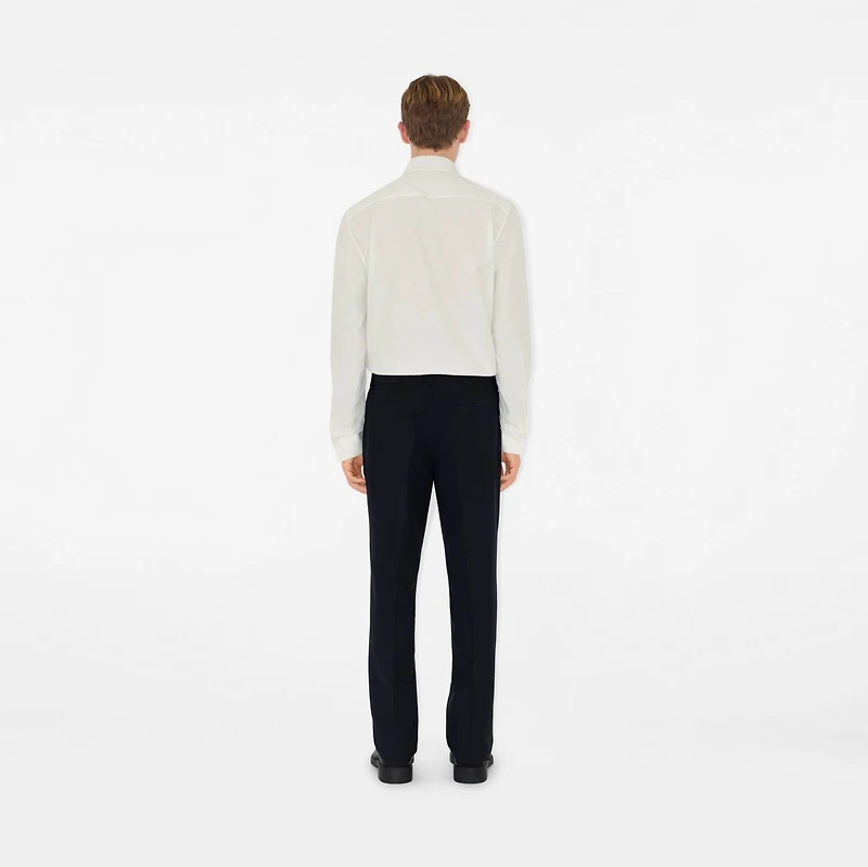 Wool Mohair Tailored Trousers in Navy - Men | Burberry® Official