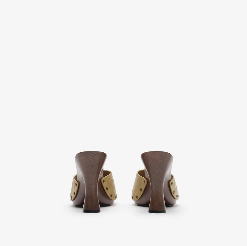 Check Leather Potter Mules​ in Limestone beige - Women | Burberry® Official