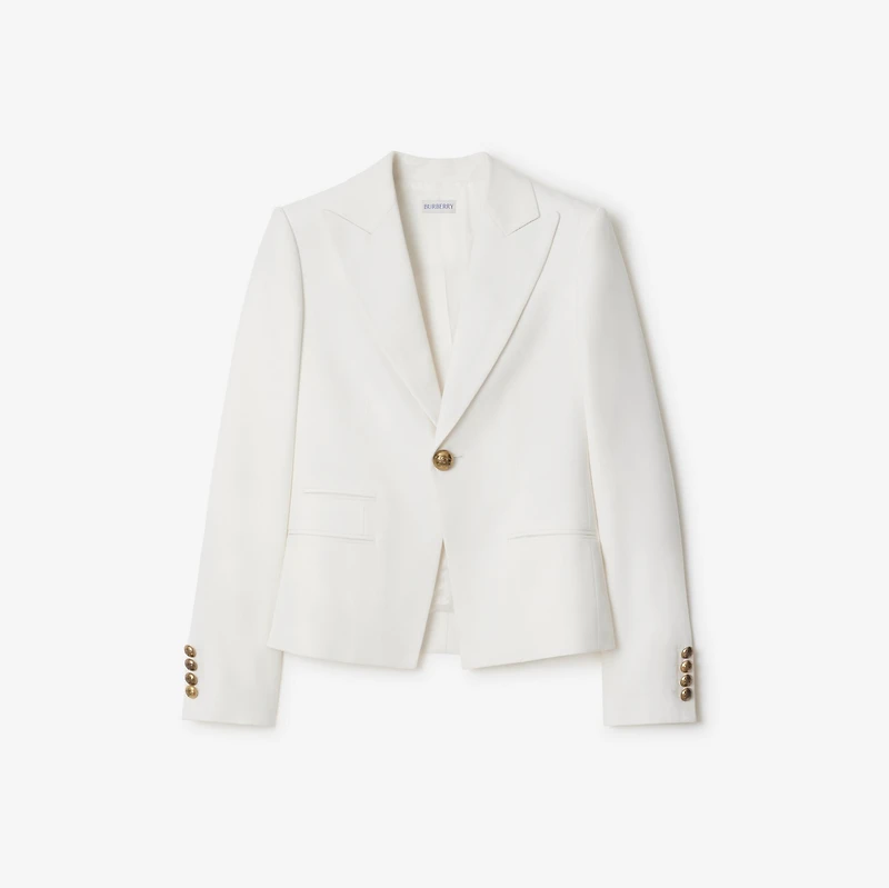 Wool Tailored Jacket in Cool alabaster - Women | Burberry® Official