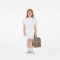 Check Trim Cotton T-shirt in White | Burberry® Official