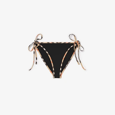 Check Trim Bikini Briefs in Black - Women, Wool | Burberry® Official