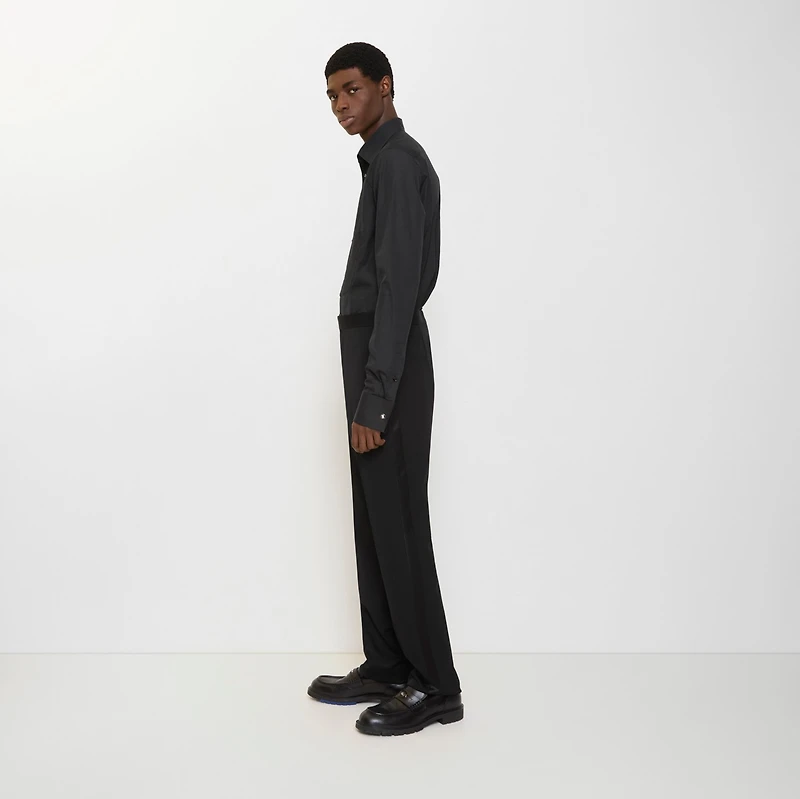 Grain de Poudre Wool Tuxedo Trousers in Black - Men | Burberry® Official