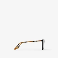 Tubular Check Round Sunglasses​ in Black - Women | Burberry® Official