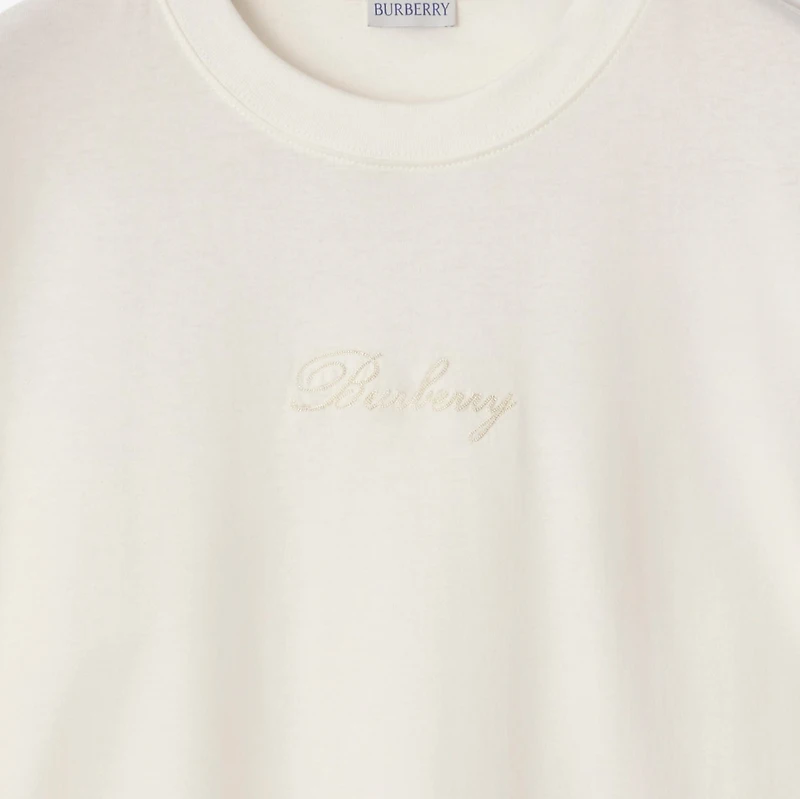 Check Cursive Logo Cotton T-shirt in Chalk white - Men | Burberry® Official