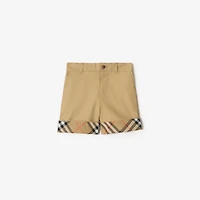 Check Turn-up Cotton Shorts in Sand beige | Burberry® Official