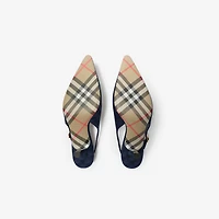 Check Dame Slingback Pumps​ in Denim - Women | Burberry® Official