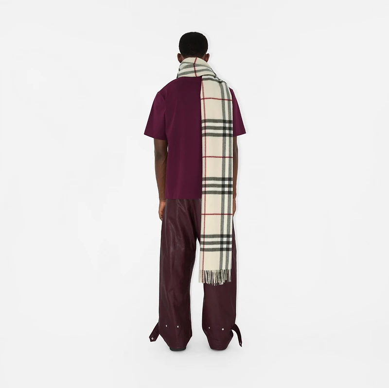 Wide Check Cashmere Scarf in Stone | Burberry® Official