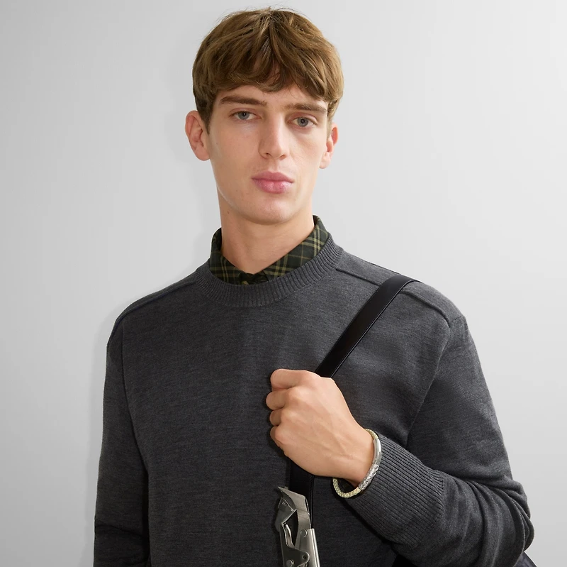 Leather Check Bracelet in Silver/artichoke - Men | Burberry® Official