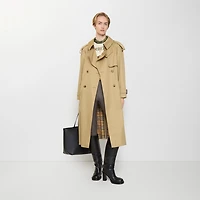 Long Gabardine Fitzrovia Trench Coat in Beige - Women, Cotton Gabardine | Burberry® Official
