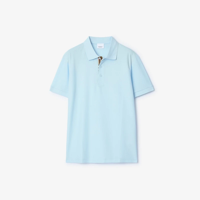 Cotton Polo Shirt in Pale blue - Men | Burberry® Official