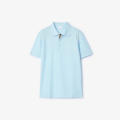 Cotton Polo Shirt in Pale blue - Men | Burberry® Official