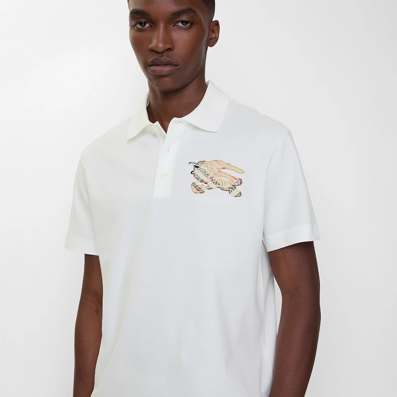 EKD Check Cotton Polo Shirt in Chalk white - Men | Burberry® Official