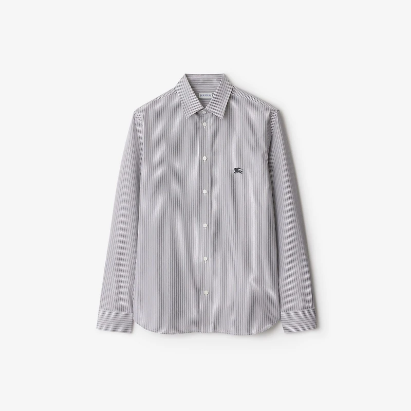 Regular Fit Striped Cotton Shirt in Black/white - Men | Burberry® Official