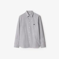 Regular Fit Striped Cotton Shirt in Black/white - Men | Burberry® Official