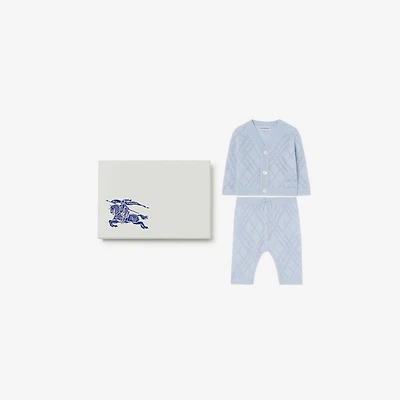 Check Cashmere Two-piece Set in Dusty blue - Children | Burberry® Official