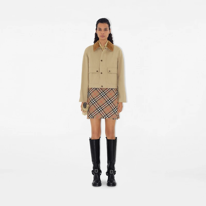 Check Wool Blend Mini Kilt in Nut - Women, Nylon | Burberry® Official