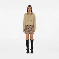 Check Wool Blend Mini Kilt in Nut - Women, Nylon | Burberry® Official