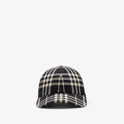 Check Cotton Baseball Cap in Black/calico beige - Men | Burberry® Official