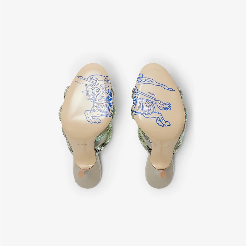 Check Mesh Mews Strap Mules in Artichoke - Women | Burberry® Official