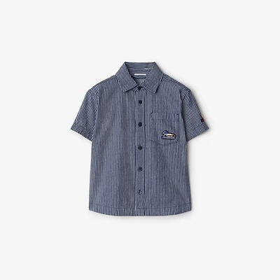 Striped Denim Shirt in Dark navy | Burberry® Official