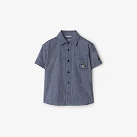 Striped Denim Shirt in Dark navy | Burberry® Official