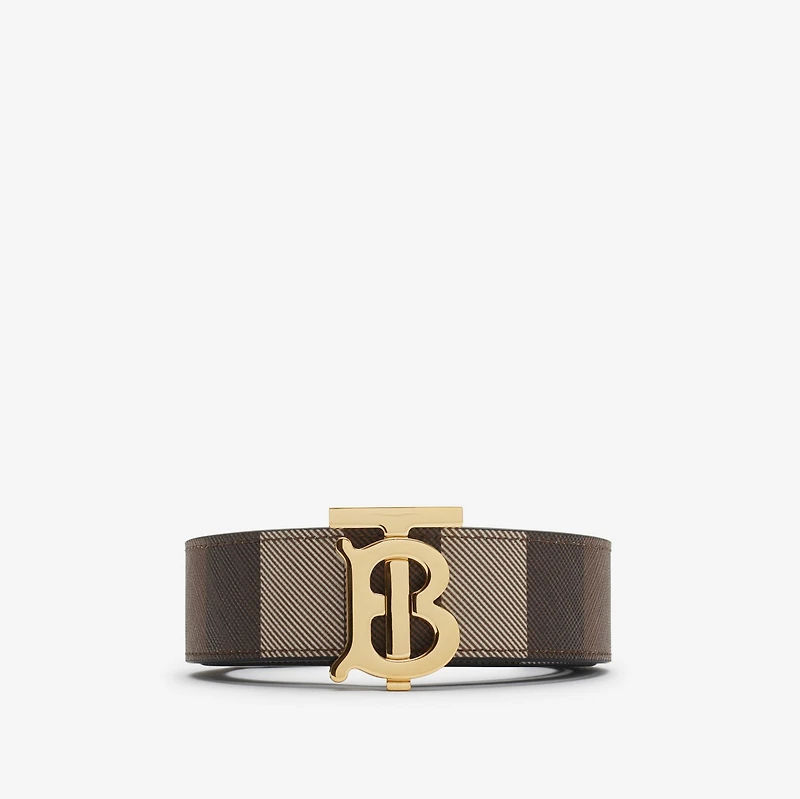 Reversible Check TB Belt in Dark birch brown - Women | Burberry® Official