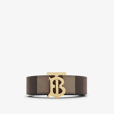 Reversible Check TB Belt in Dark birch brown - Women | Burberry® Official