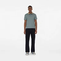 Check Collar Cotton Polo Shirt in Gale grey - Men | Burberry® Official