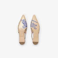Check Dame Slingback Ballerinas​ in Sand - Women, Linen | Burberry® Official