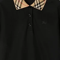 Check Collar Cotton Polo Shirt in Black - Women | Burberry® Official