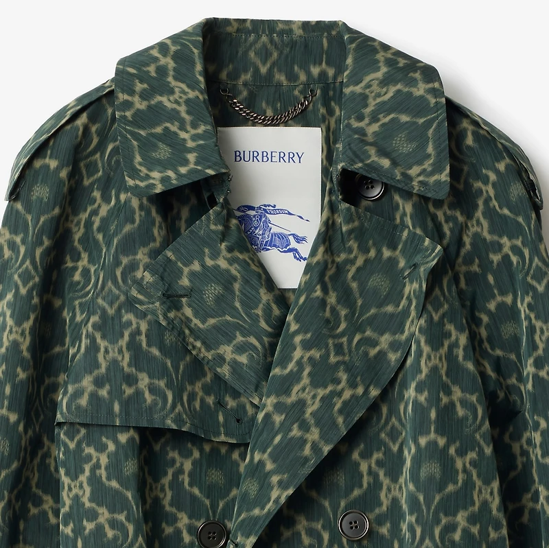 Long Baroque Viscose Blend Trench Coat in Vine green - Men | Burberry® Official