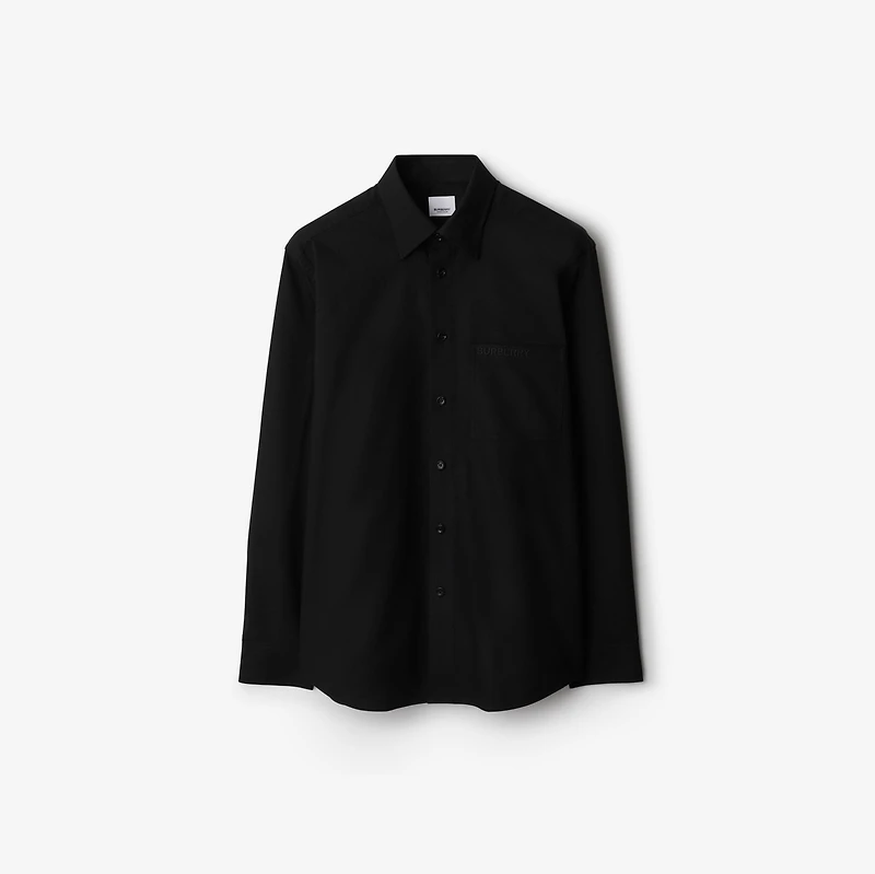 Cotton Oxford Shirt in Black - Men | Burberry® Official