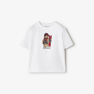 Ski Bear Cotton T-shirt in White | Burberry® Official