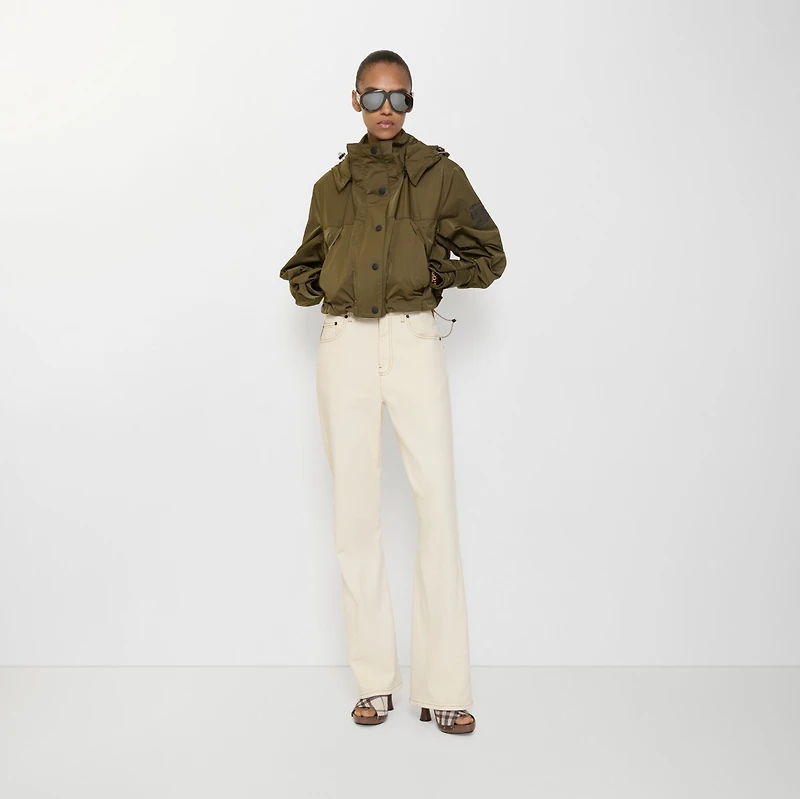 High Rise Bootcut Jeans in Ceramic white - Women, Cotton | Burberry® Official